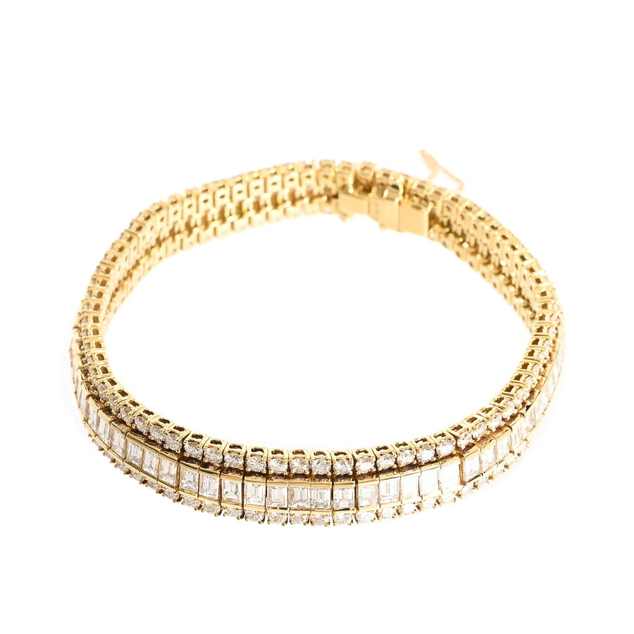 【中古】A品 ダイヤ ブレスレット ダイヤ15ct 内周:約17cm/幅:約9.5mm 39.8g レディース