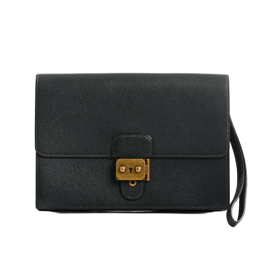 【中古】B品 エルメス ポシェットジェット機 クラッチペダル御徒面子 ブルーインディゴ レディース B□ 1998年