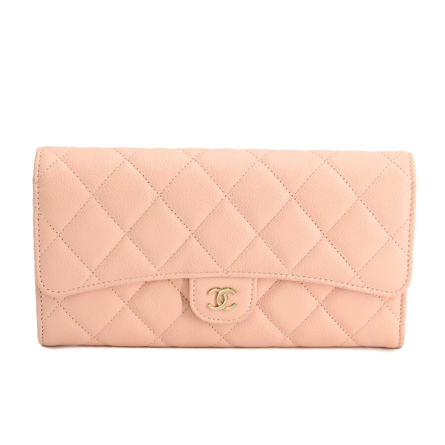 【中古】A品 シャネル クラシックロングフラップウォレット 長金入れ AP0241 点火装置さくら色 レディース