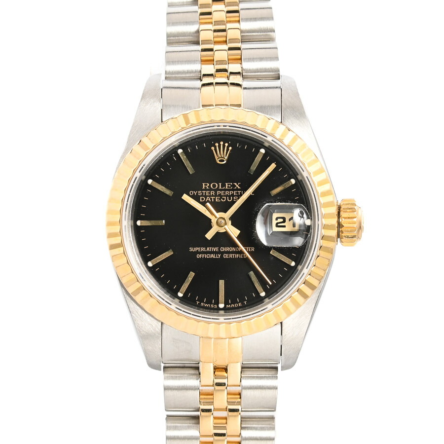 【中古】A品 ロレックス デイトジャスト ウォッチ 69173 W番 黒いこと レディース