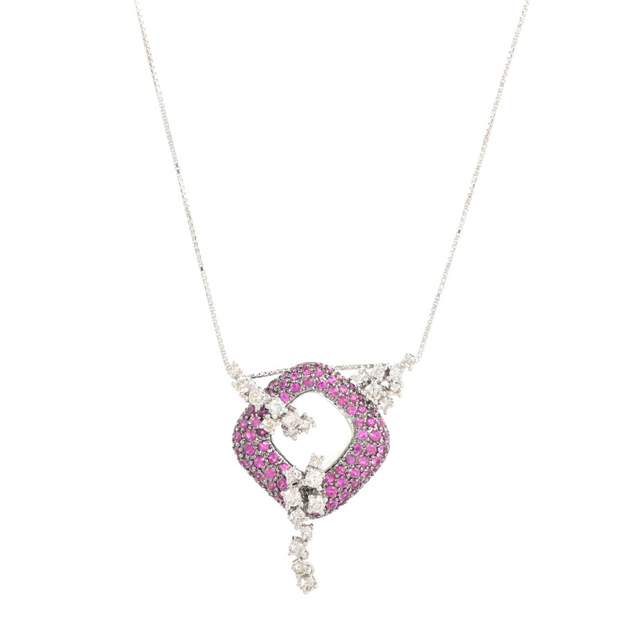 【中古】A品 ピンクサファイア ネックレス ピンクサファイア1.5ct ダイヤ0.72ct 9.7g レディース|ロデオドライブ店