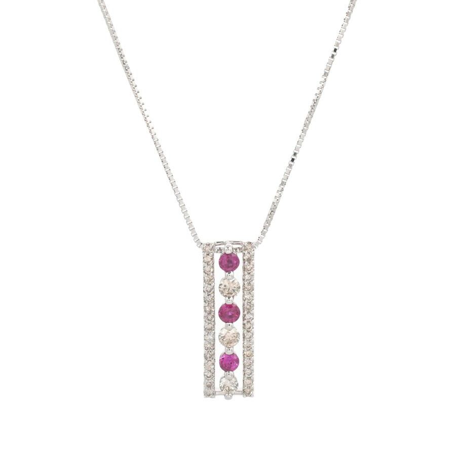 【中古】A品 ルビー ネックレス ルビー0.3ct/ダイヤ0.52ct 5.4g レディース|ロデオドライブ店