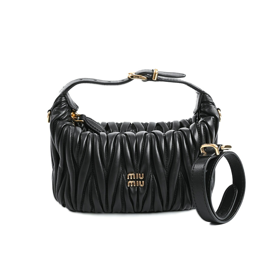 【中古】A品 ミュウミュウ マテラッセショルダー ショルダーバッグ 5NE026 黒いこと レディース