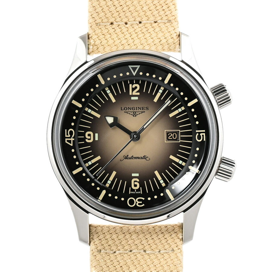 【中古】A品 ロンジン 先祖伝承 ダイバー ウォッチ L3.374.4.30.02 ベージュ メンズ