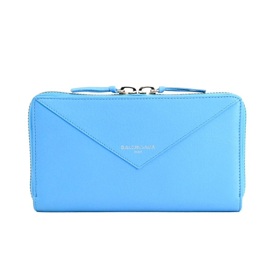 【中古】A品 バレンシアガ ペーパーラウンドファスナー紙入れ 長紙入れ 381226 青味 ユニ一発やる
