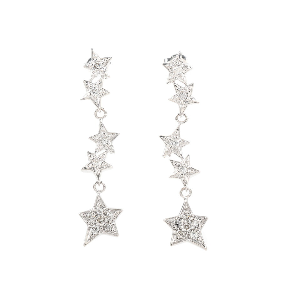 【中古】A品 ダイヤ ピアス ダイヤ0.08/0.08ct チャーム:約W6(最大)xH29mm 2.3g レディース|ロデオドライブ店