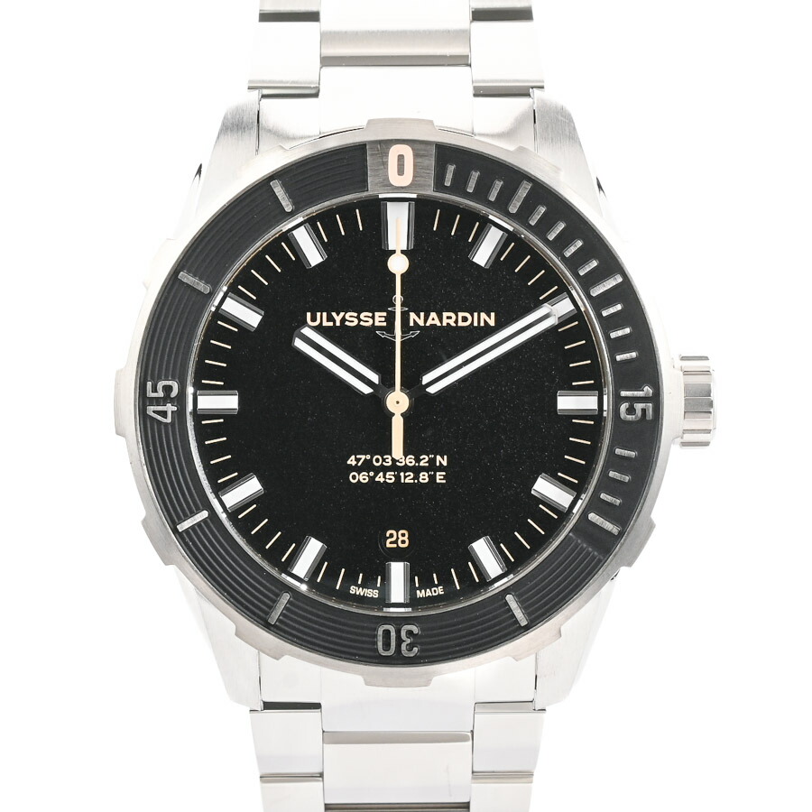 【中古】A品 ユリスナルダン ダイバー412 ウオッチ 8163-175/92 黒いこと メンズ