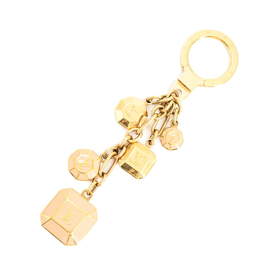 【中古】AB品 ルイヴィトン ポルトクレカボション キーホルダー M66461 ベージュ レディース