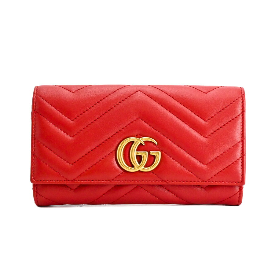 【中古】A品 グッチ GGマーモントコンチネンタルウォレット 長紙入れ 443436 赤いこと ユニ一発やる