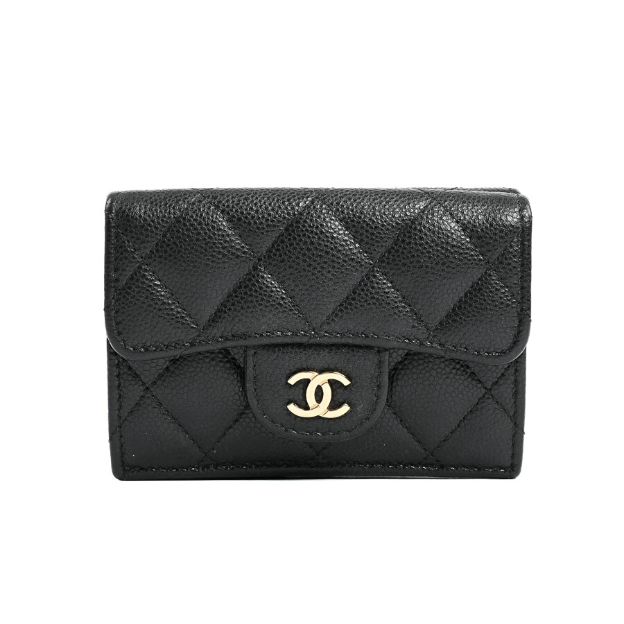 【中古】AB品 シャネル クラシックスモールフラップウォレット ミニウォレット AP0230 黒いこと