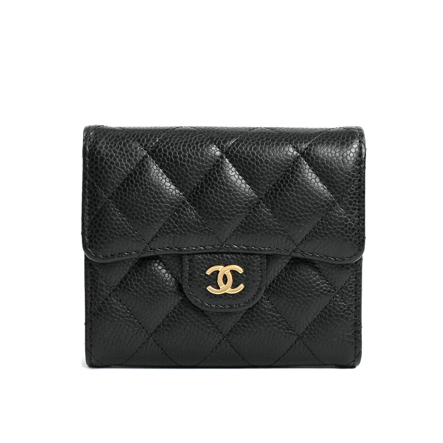 【中古】A品 シャネル クラシックスモールフラップウォレット ミディアムウォレット AP0231