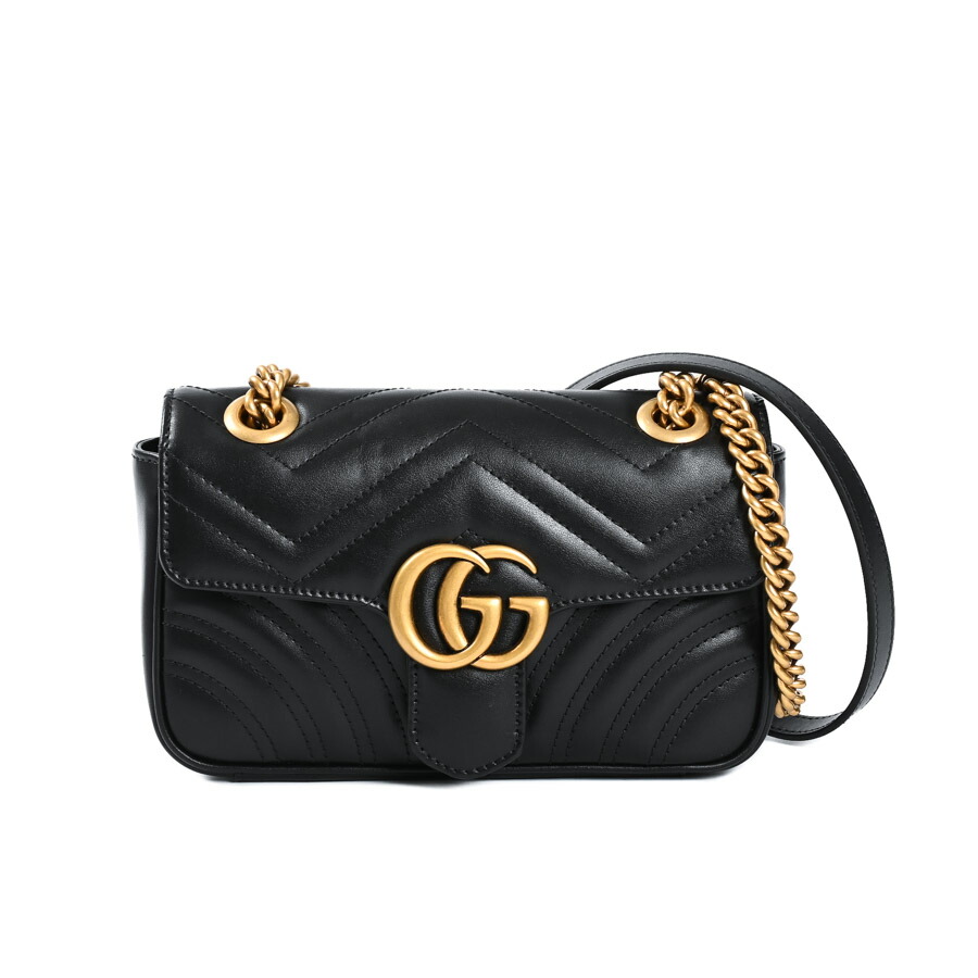 【中古】A品 グッチ GGマーモントスモールショルダーバッグ ショルダーバッグ 446744 黒いこと