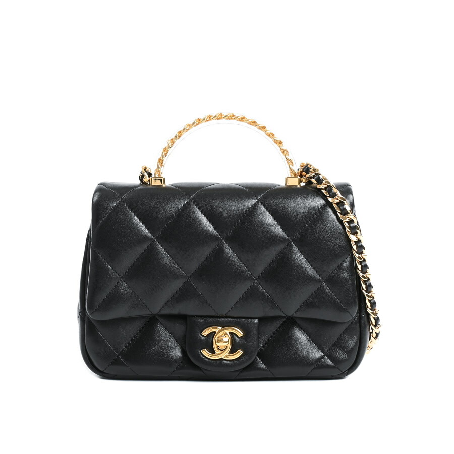 【中古】A品 シャネル スモールトップハンドルバッグ ショルダーバッグ AS4848 黒いこと レディース