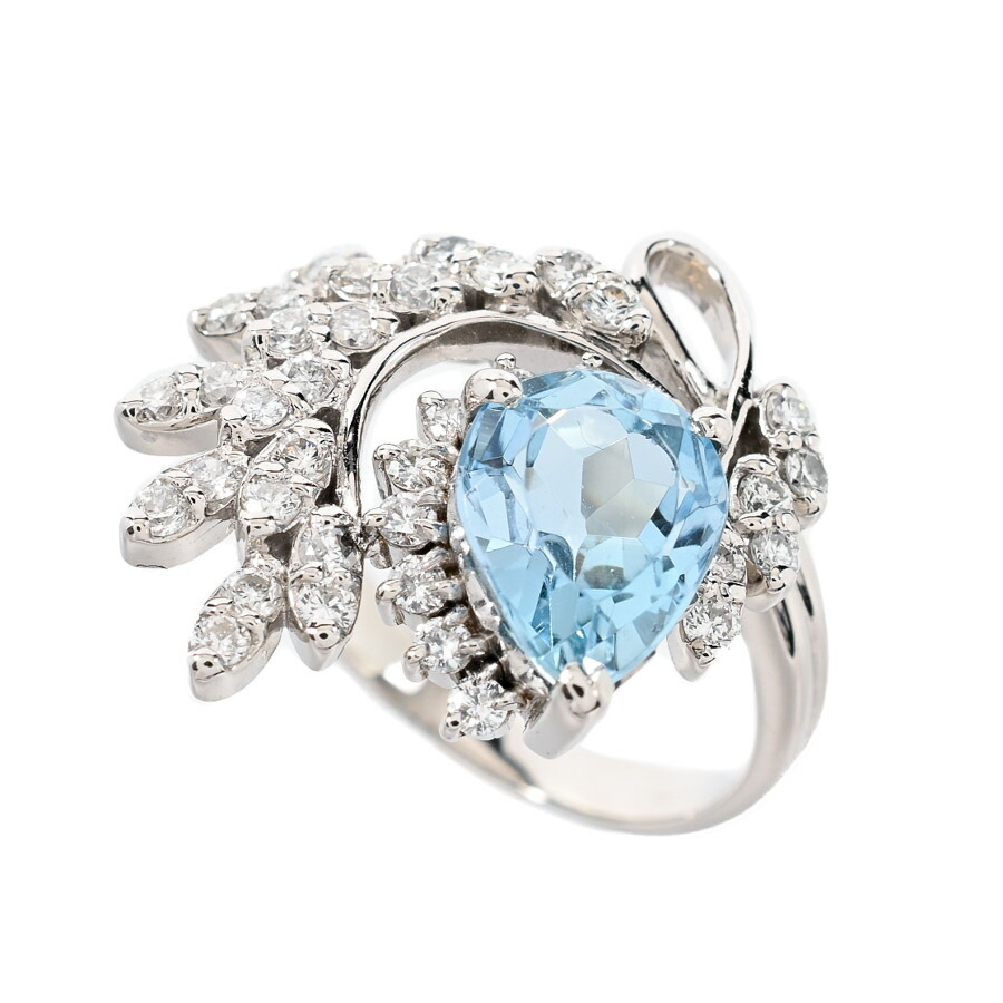 【中古】A品 アクワマリン リング アクワマリン1.75ct ダイヤ0.55ct 11号 8.0g レディース｜ロデオドライブ店