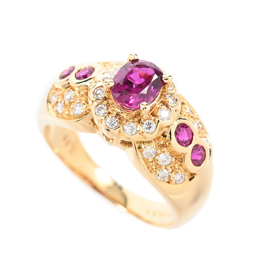 【中古】A品 ルビー リング ルビー0.75/0.26ct/ダイヤ0.33ct 10.5号 6.6g レディース｜ロデオドライブ店 128,500円