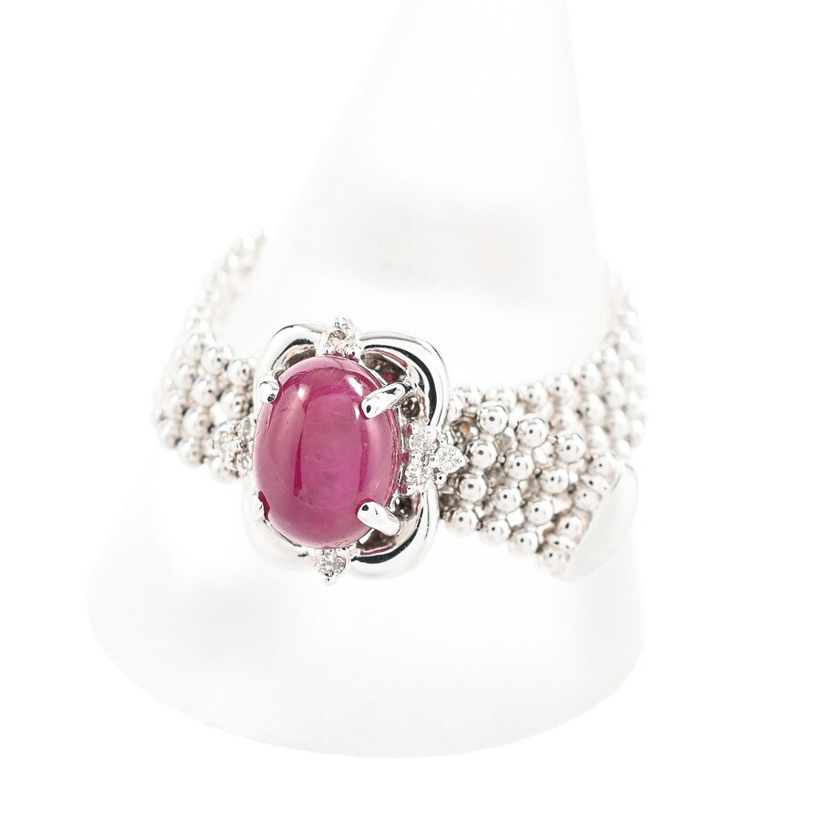 【中古】A品 ルビー リング ルビー1.7ct ダイヤ0.05ct 24号(可変式) 5.8g レディース|ロデオドライブ店