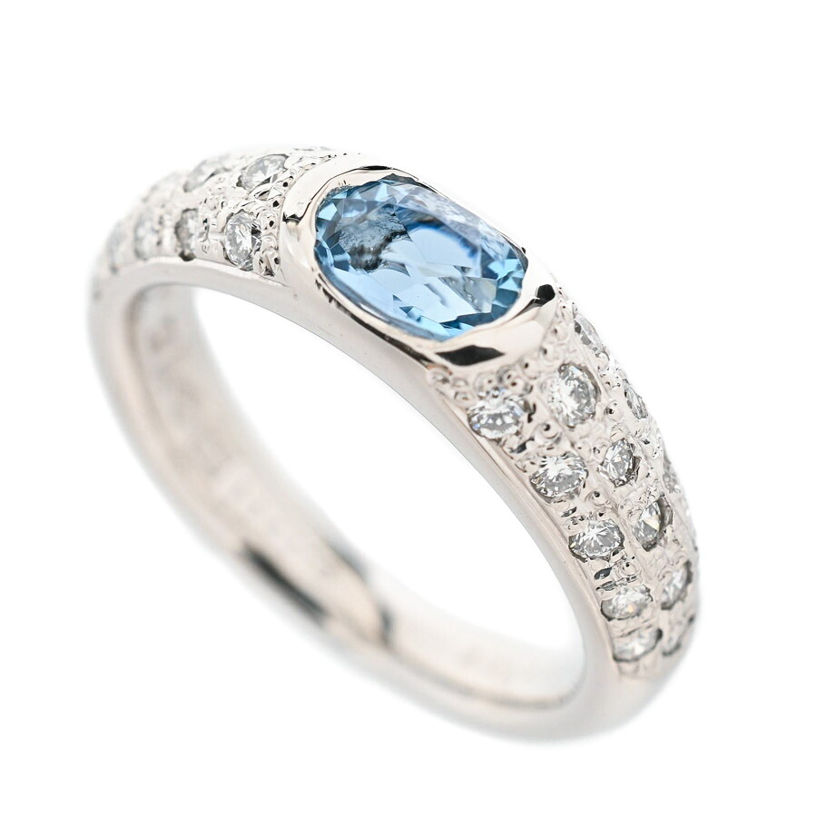 【中古】A品 アクワマリン リング アクワマリン0.45ct ダイヤ0.4ct 10号 7.4g レディース|ロデオドライブ店