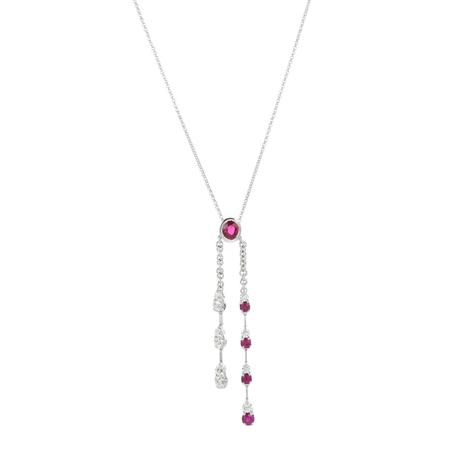 【中古】A品 ルビー ネックレス ルビー0.43ct/0.34ct ダイヤ0.53ct 5.2g レディース｜ロデオドライブ店