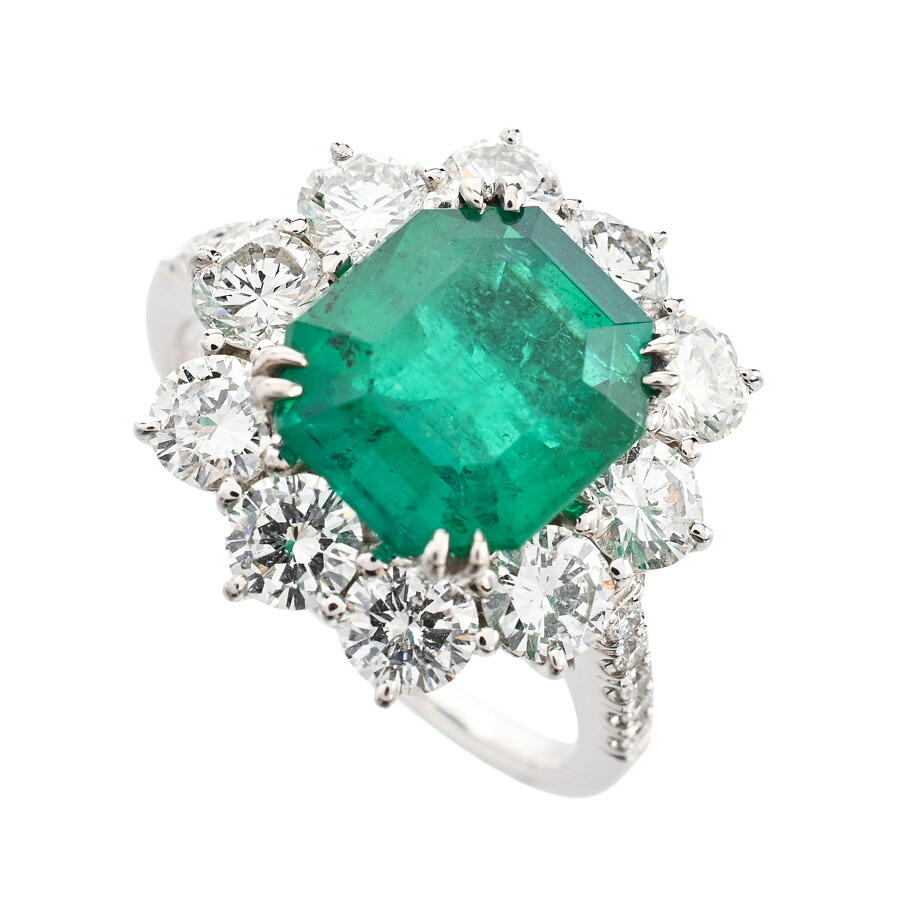 【中古】A品 エメラルド リング エメラルド2.75ct ダイヤ1.7/0.1ct 12号 6.6g レディース|ロデオドライブ店