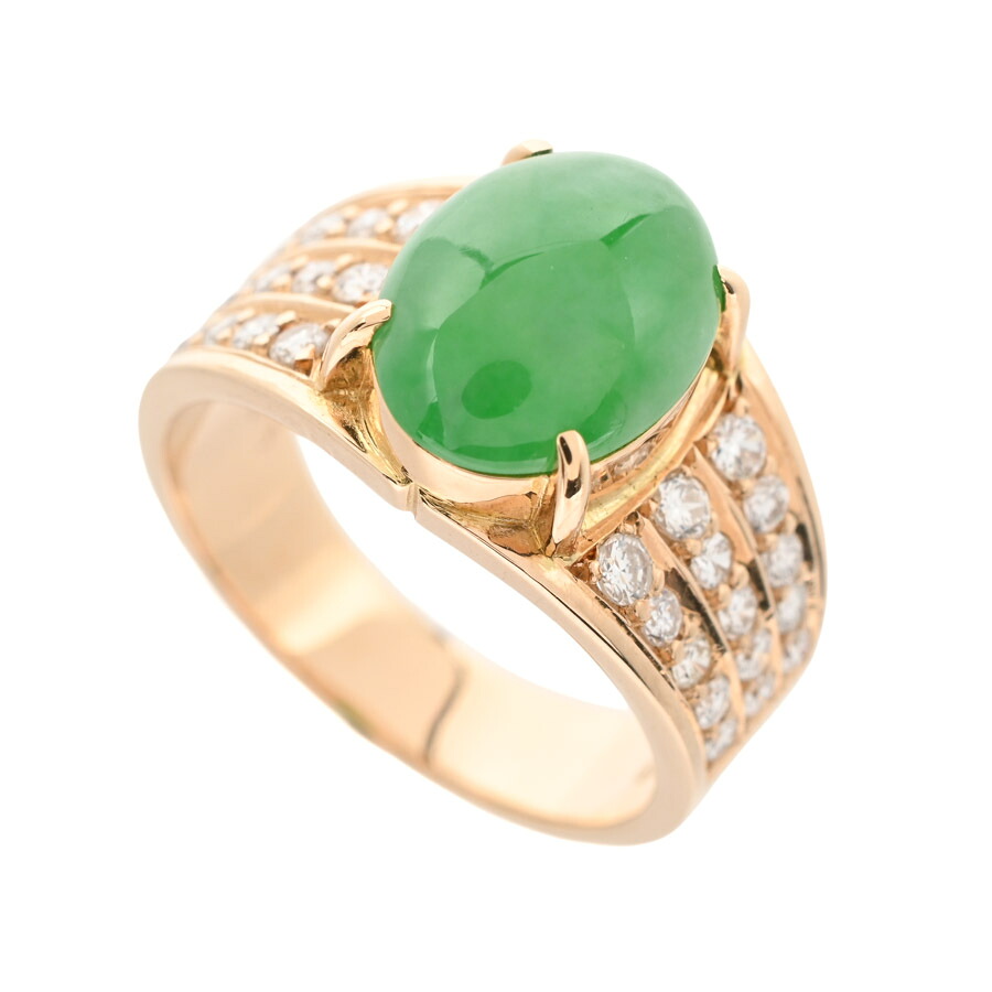 【中古】A品 ヒスイ リング ヒスイ3.191ct ダイヤ0.55ct 12号 7.9g レディース|ロデオドライブ店