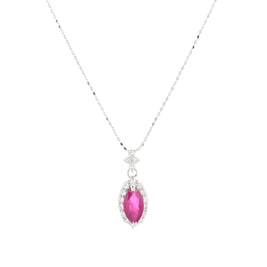 【中古】A品 ルビー ネックレス ルビー1.35ct ダイヤ0.32ct 2.4g レディース|ロデオドライブ店