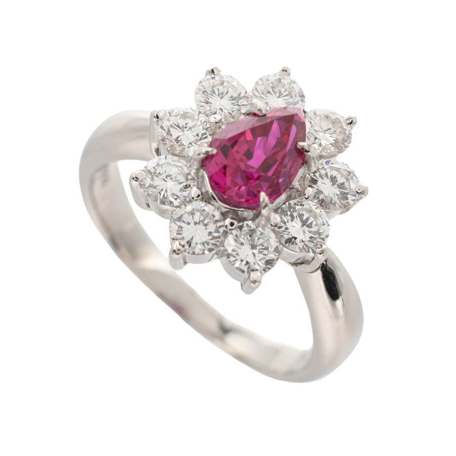 【中古】A品 ルビーダイヤリング ルビー0.913ct ダイヤ0.808ct 10号 6.8g レディース｜ロデオドライブ店