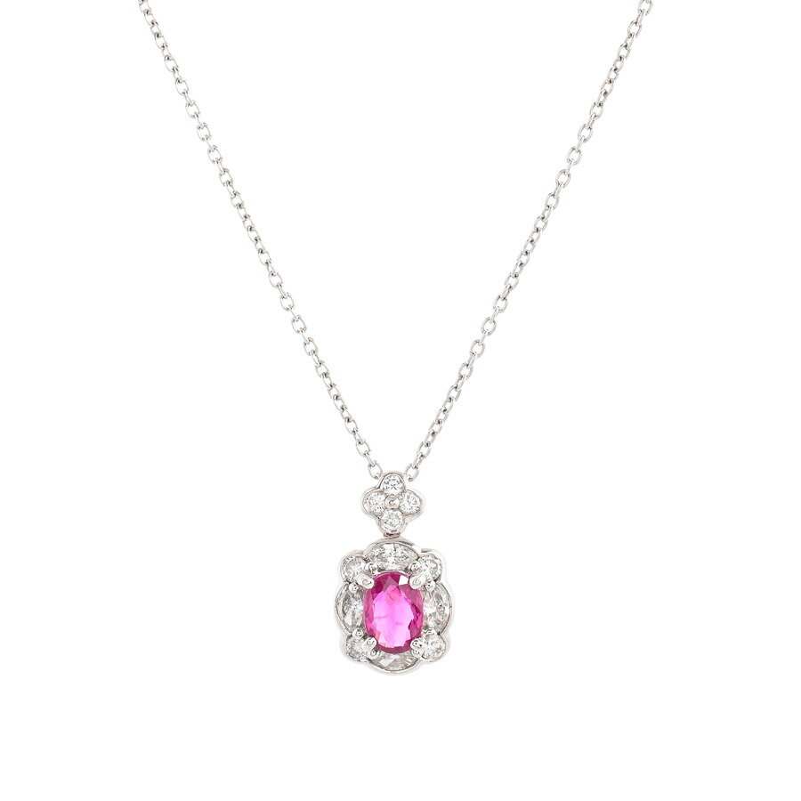 【中古】A品 ルビー ネックレス ルビー1.11ct ダイヤ0.63ct 5.8g レディース｜ロデオドライブ店