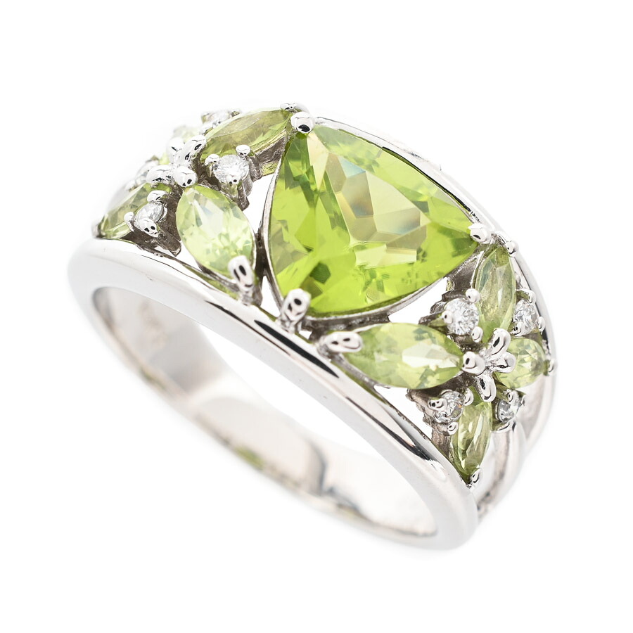 【中古】A品 ペリドット リング ペリドット1.57/0.8ct ダイヤ0.08ct 13号 7.0g レディース｜ロデオドライブ店