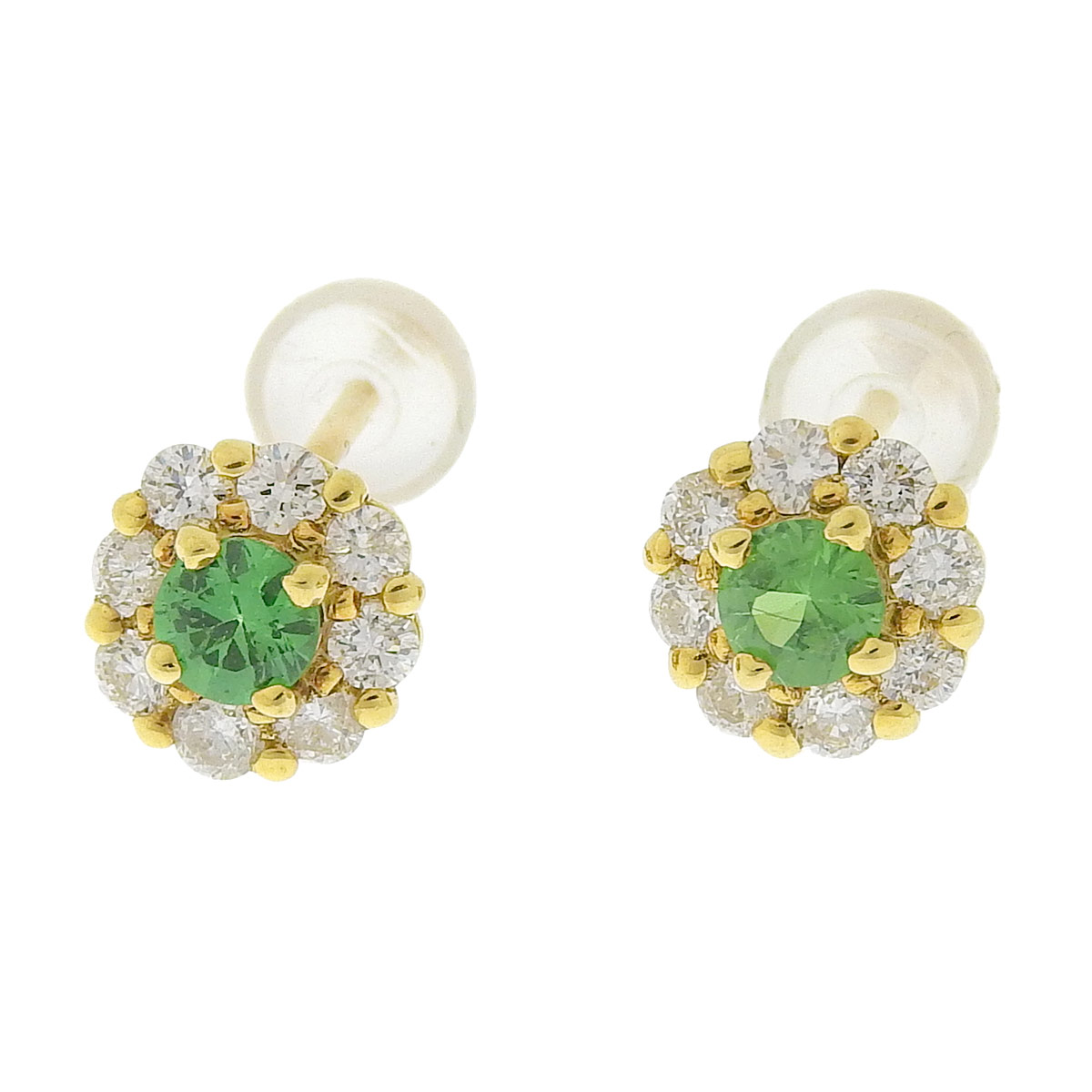 (4222) K18ＹG イエローゴールド ガーネット 0.15ct 0.14ct ダイヤモンド 0.17ct 0.17ct ピアス レディース 【中古】｜ロド・ヤマカ　店