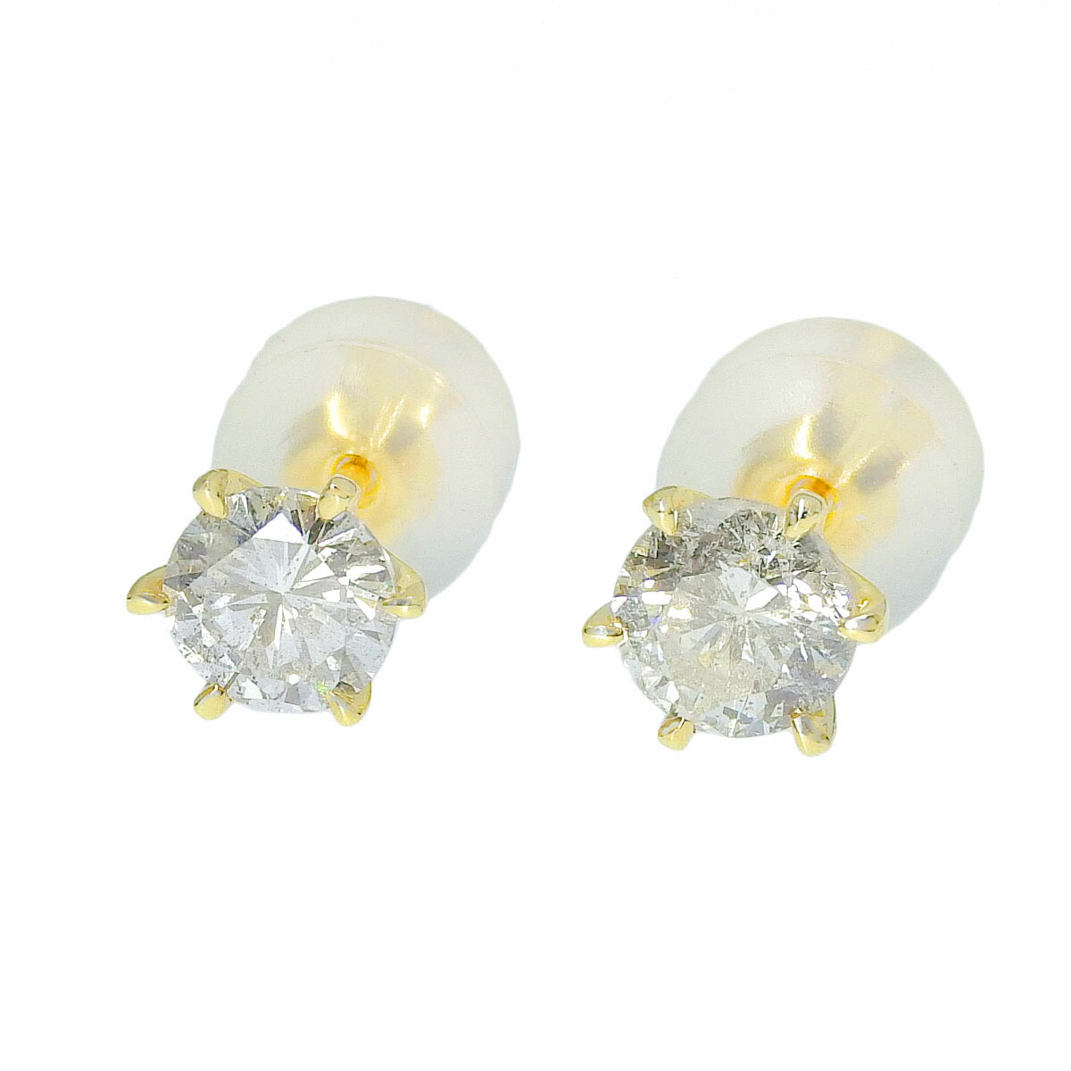 (4700) K18 ゴールド ダイヤモンド 0.503ct 0.528ct ピアス 一粒ダイヤモンド ピアス レディース 【中古】