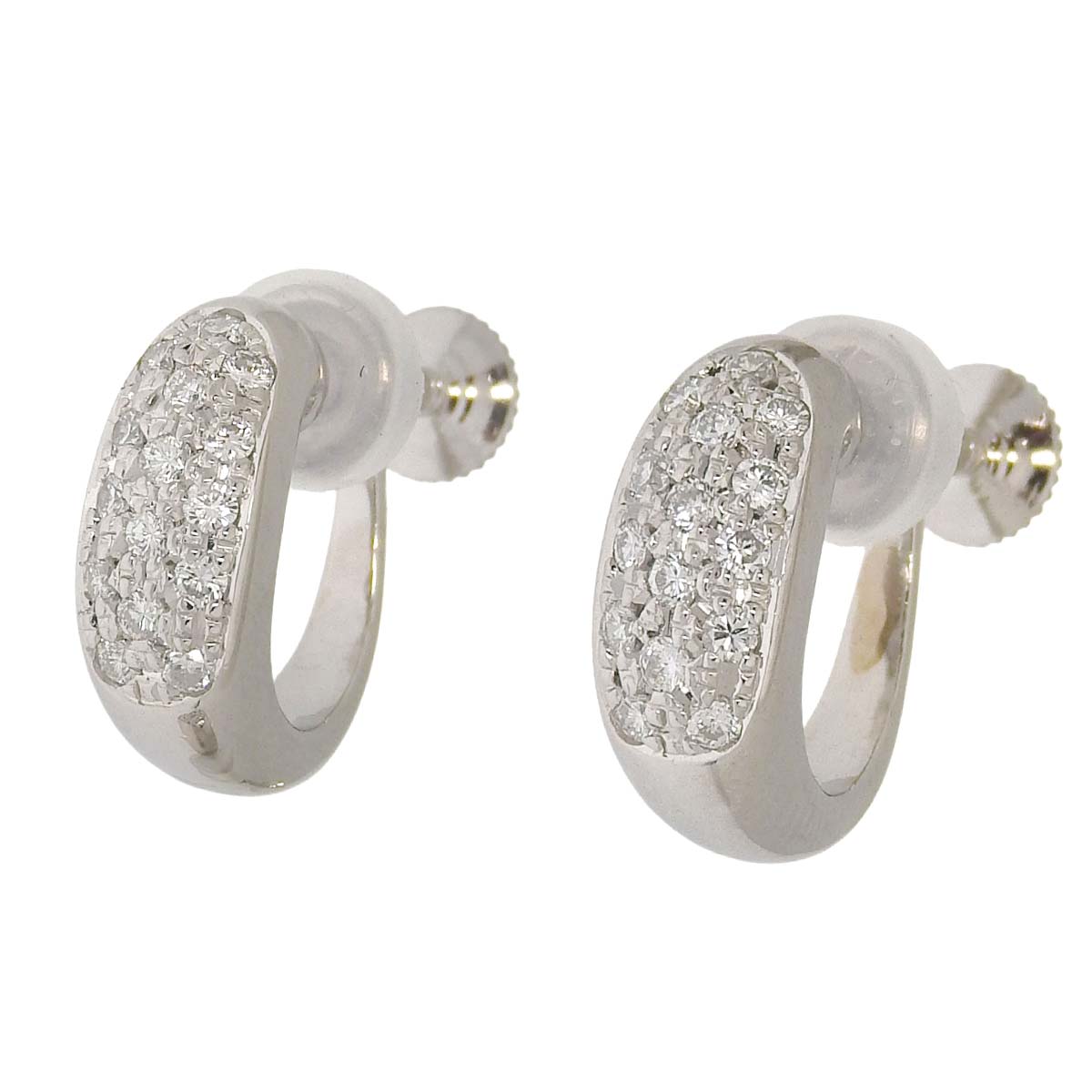 (4713) タサキ TASAKI ループ イヤリング PT900 プラチナ ダイヤモンド 0.19ct 0.19ct レディース 【中古】|ロド・ヤマカ 店
