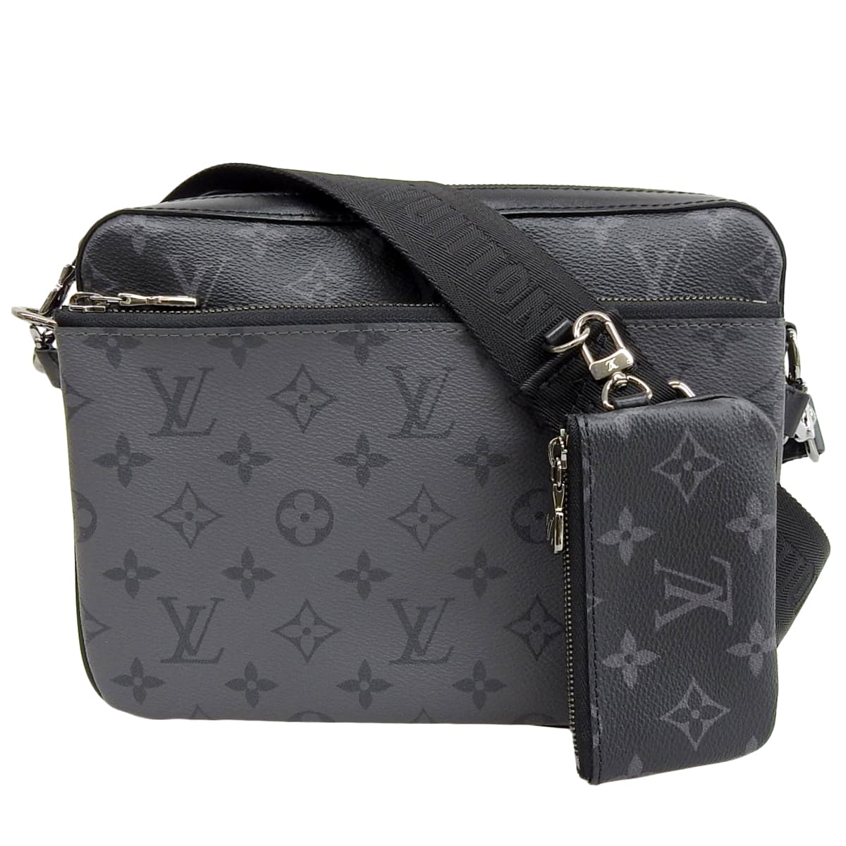 (4744) ルイヴィトン LOUIS VUITTON モノグラム エクリプス トリオメッセンジャー ショルダーバッグ 斜め掛け ポーチ コインパース メンズ M69443 【中古】