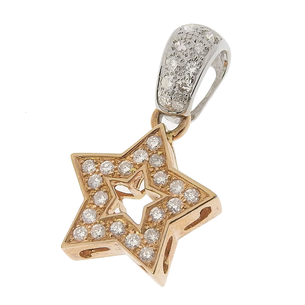 (8669) 【ジュエリー（ノンブランド）】　ペンダントトップ 星 K18PG ダイヤモンド 0.65ct レディース　［ノンブランドジュエリー］　【中古】｜ロド・ヤマカ　店