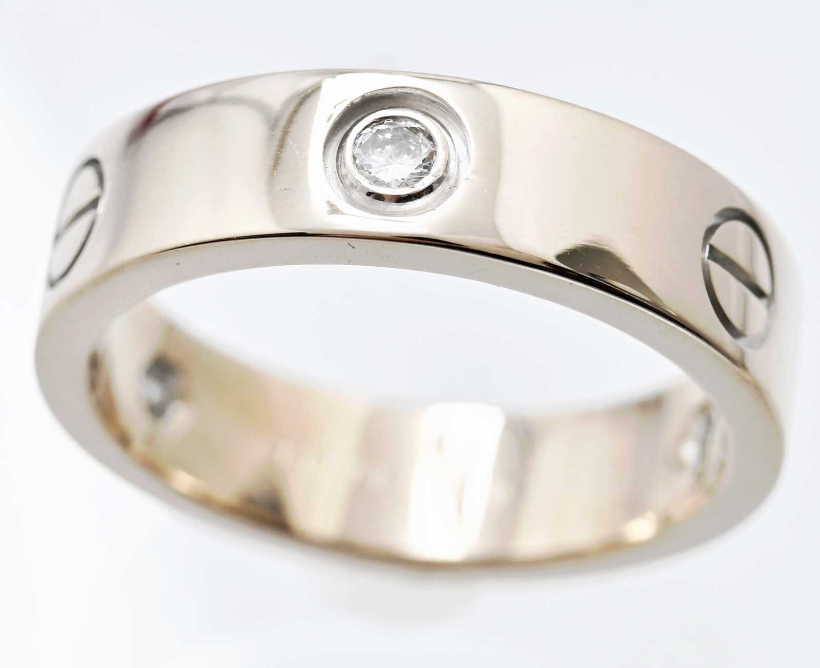 (3138) 【カルティエ】　カルティエ　Cartier　750WG　ホワイトゴールド　ハーフダイヤ　ラブリング　５９号　　［ブランドジュエリー］　【中古】｜ロド・ヤマカ　店