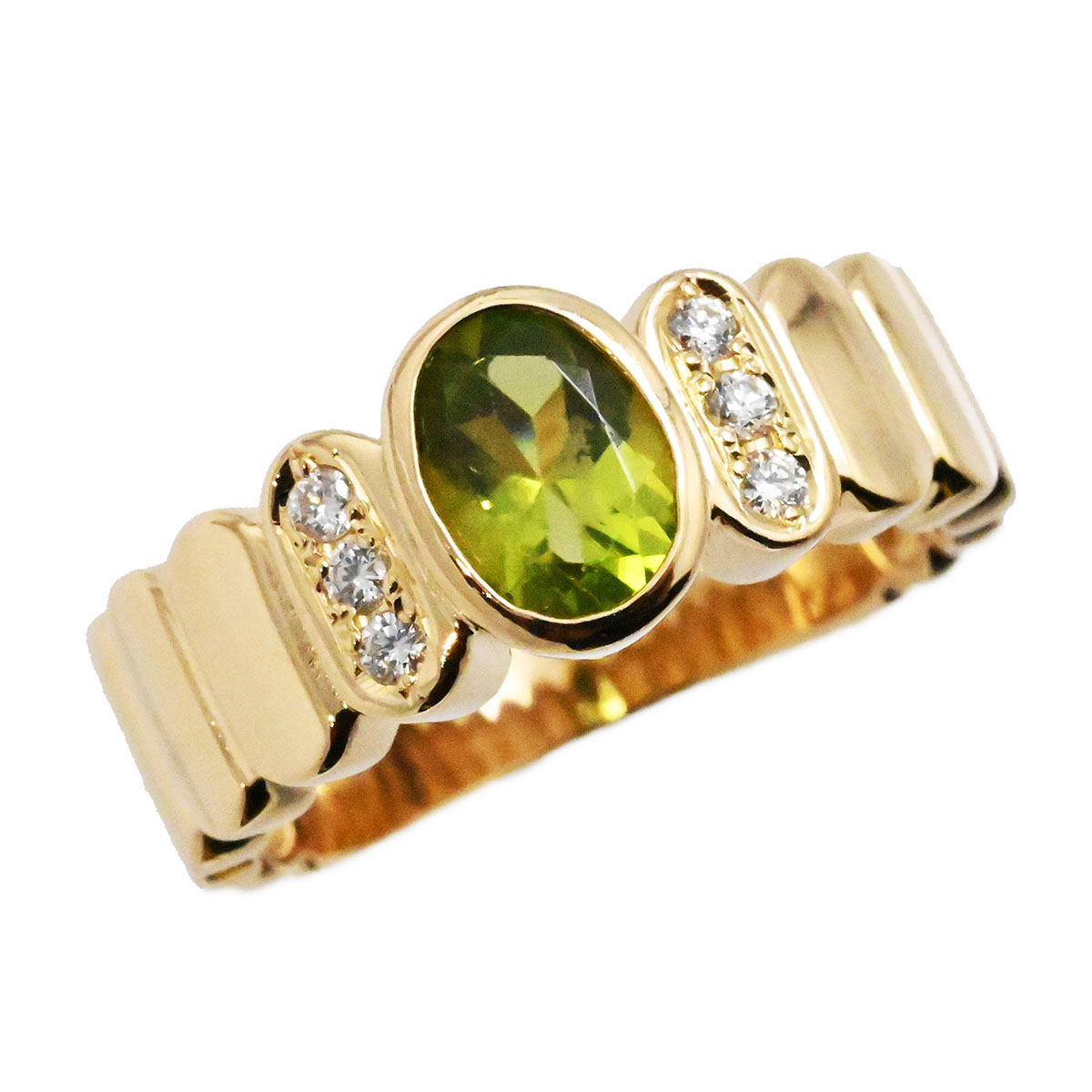 (3625) タサキ TASAKI K18ＹG イエローゴールド ペリドット ダイヤ0.07ct リング サイズ10 レディース 【中古】