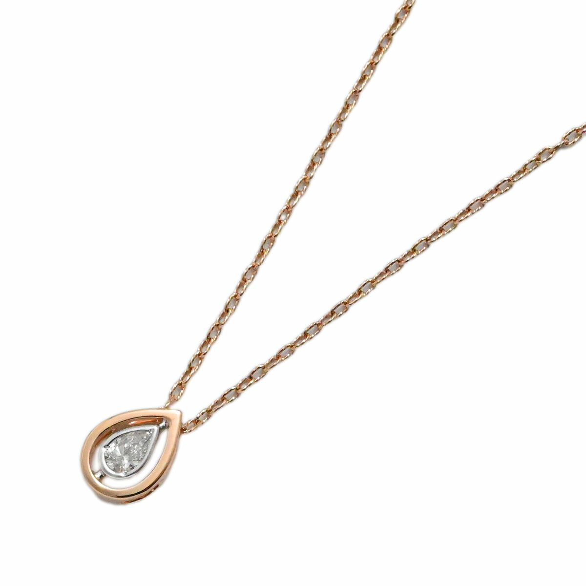 (3637) モニッケンダム MONNICKENDAM K18PＧ ダイヤ0.15ct ペアシェイプ ネックレス レディース 【中古】 81,950円
