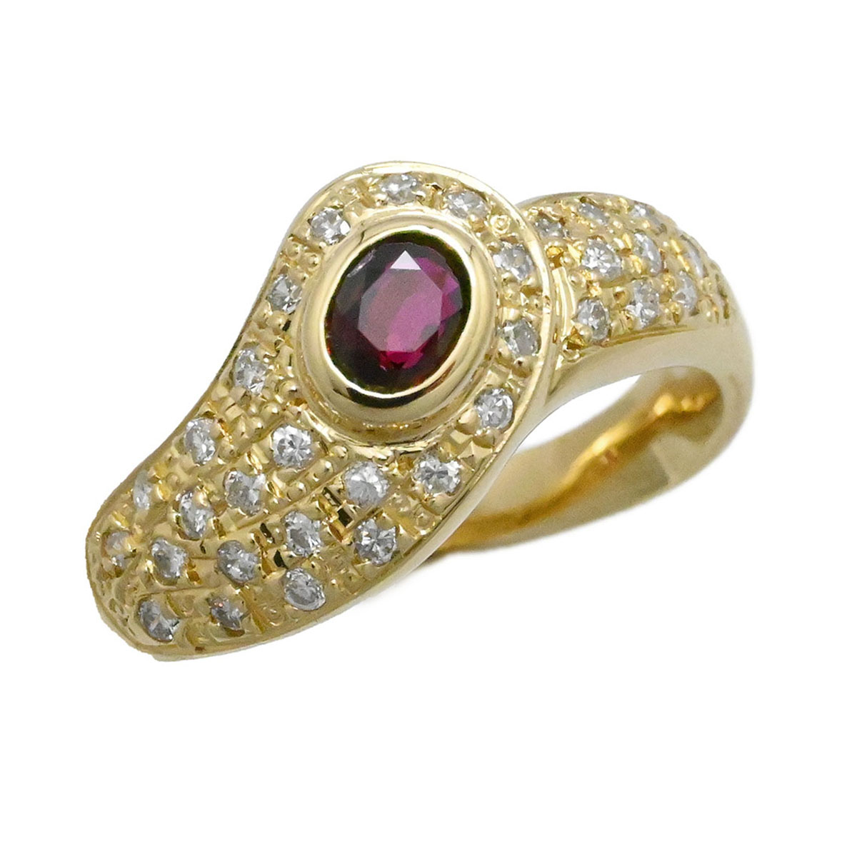 (3678) タサキ TASAKI K18YG イエローゴールド ルビー ダイヤ 0.46ct 0.35ct リング 16号 レディース 【中古】｜ロド・ヤマカ　店