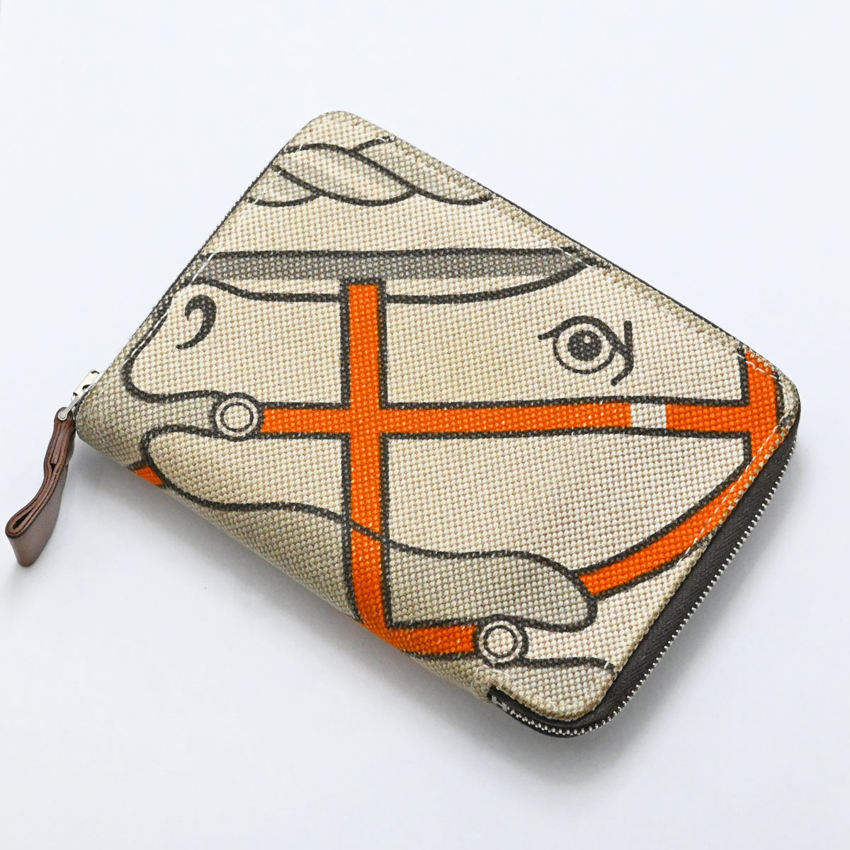 (3449) エルメス HERMES スティープルPM ラウンドジッパー 二つ折りコンパクトウォレット □Q 2013年 レディース メンズ  【中古】
