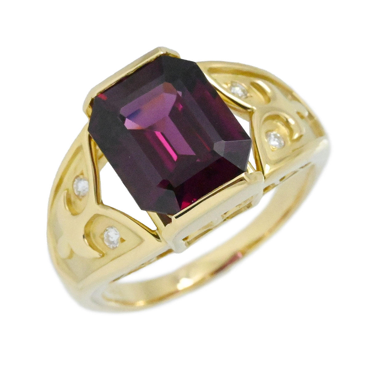 (3849) タサキ TASAKI K18YG イエローゴールド ガーネット5.29ct ダイヤ0.06ct リング 指輪 サイズ17号 レディース 【中古】