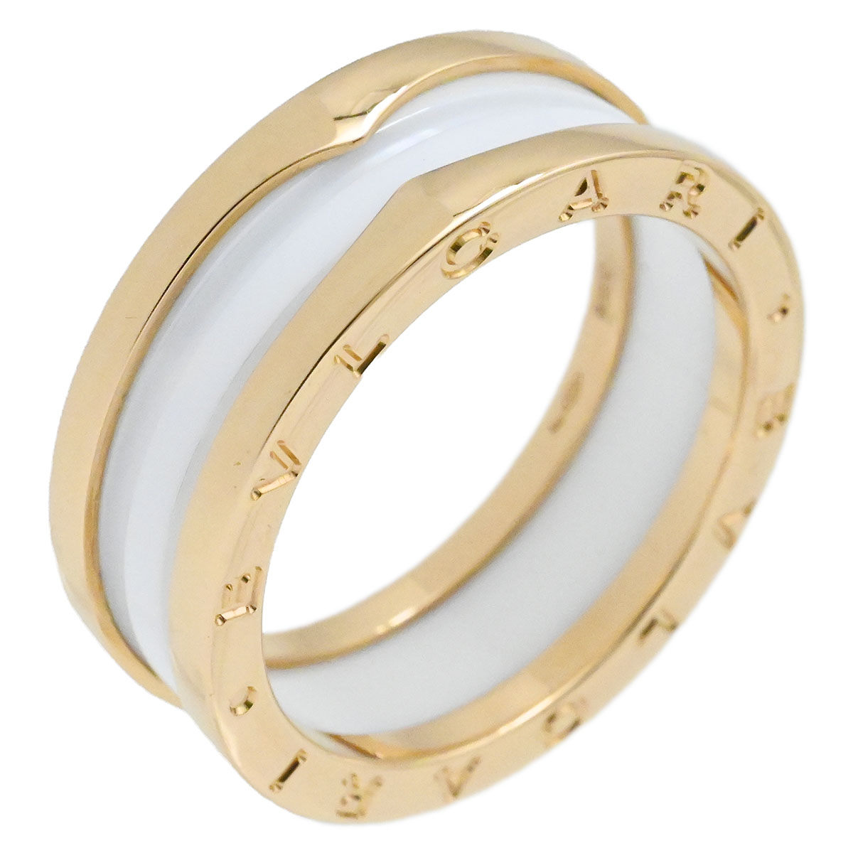 (3879) ブルガリ BVLGARI 750PG ピンクゴールド ビーゼロワン B-ZERO1 ホワイトセラミック 2バンドリング サイズ62 メンズ レディース 【中古】