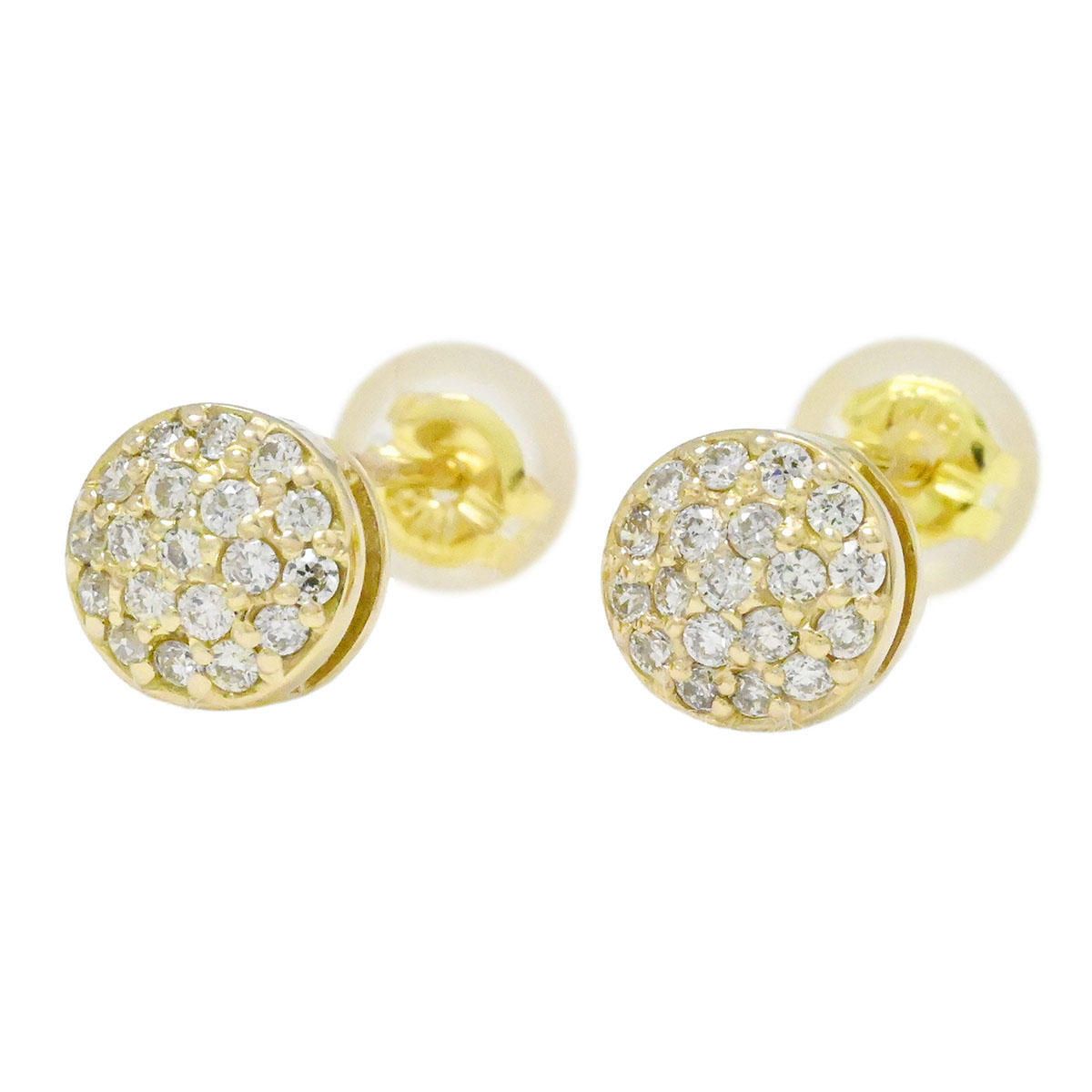 (3949) K18YG イエローゴールド ダイヤ0.13ct 0.13ct パヴェダイヤ ピアス レディース ノンブランド 【中古】
