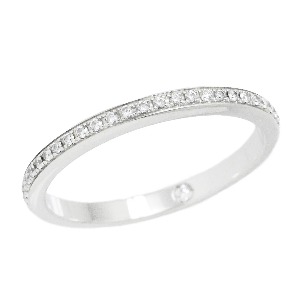 (3956) ブルガリ BVLGARI 750WG K18WG ホワイトゴールド ダイヤ ローマアモール ハーフエタニティリング サイズ52 レディース 【中古】