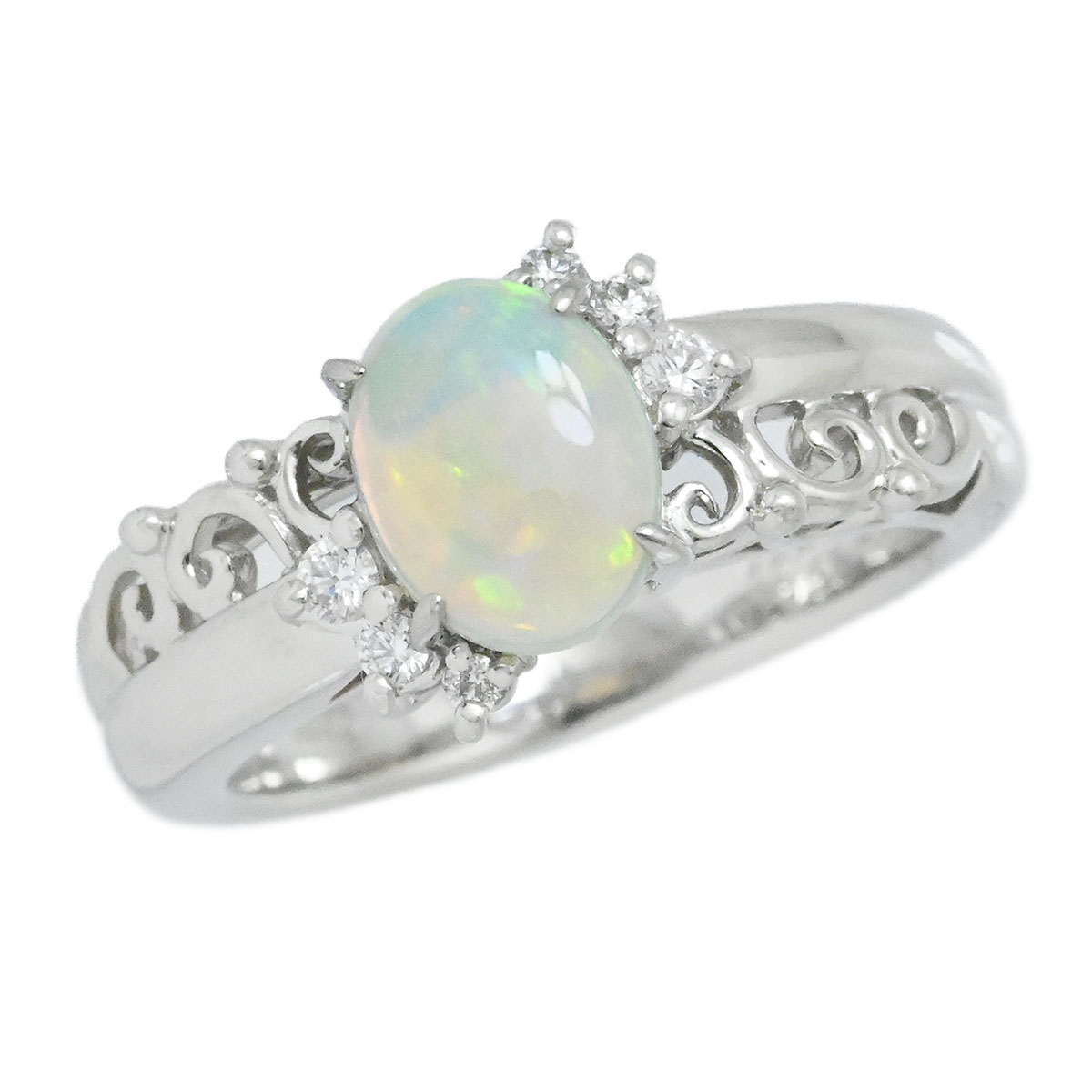 (3972) ポーラ POLA PT900 プラチナ オパール0.55ct ダイヤ0.09ct リング サイズ11号 レディース 【中古】