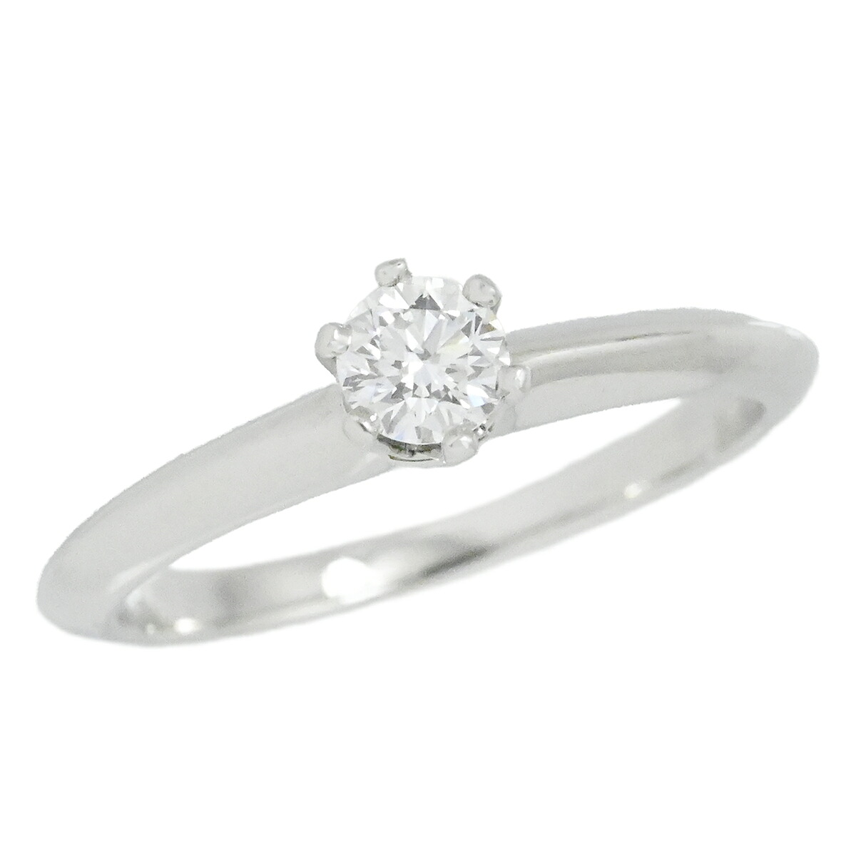 (2028) ティファニー TIFFANY & Co. PT950 プラチナ ダイヤ0.18ct セッティング エンゲージ ダイヤモンドリング スタッド一粒ダイヤ サイズ8号 【中古】|ロド・ヤマカ 店