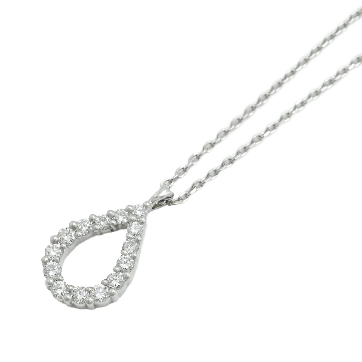 (2110) 4℃ ヨンドシー PT850 プラチナ ダイヤ ペアシェイプ ネックレス くりぬき レディース チェーンネックレス 【中古】｜ロド・ヤマカ　店