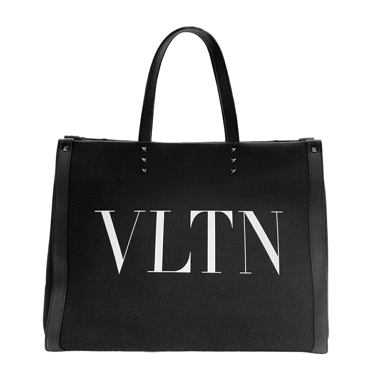 (4832) ヴァレンティノ VALENTINO ロックスタッズ トートバッグ キャンバス ブラック レディース 【中古】｜ロド・ヤマカ　店