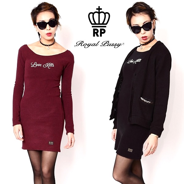 楽天市場 Royal Pussy ロイヤルプッシー Boat Neck Wooly Dress ボートネックワンピース スカート 黒 ブラック ワインレッド ボルドー バーガンディ ロック パンク 長袖 レディース 川村カオリ ギフトラッピング無料 ステージ衣装 Rogia Rogia 楽天市場店