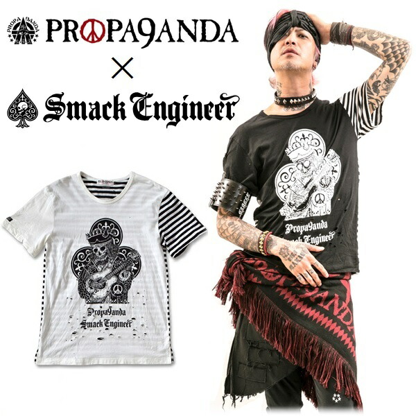 【20%OFF SALE】SMACK ENGINEER × PROPA9ANDA / 平手打ち応用科学者 × 宣伝「SHAMROCK 13 TEE」押さえる共同研究半袖ティーシャツ Uのど首 黒白 黒いこと白いこと 間借り人 スカル ドクロ 不都合 クローバー メンズレディース UK 食パン時辰儀 PUNKROCK 上演御召しもの Rogia
