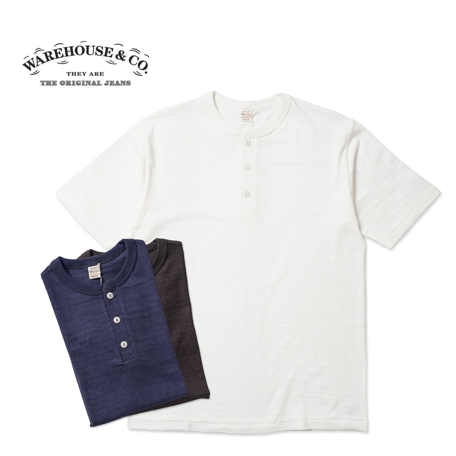 WAREHOUSE お召しもの棲み家 半袖 プルオーバーLot 4601 \"ヘンリーのど首T\""4601-HENLEY(26SS)"