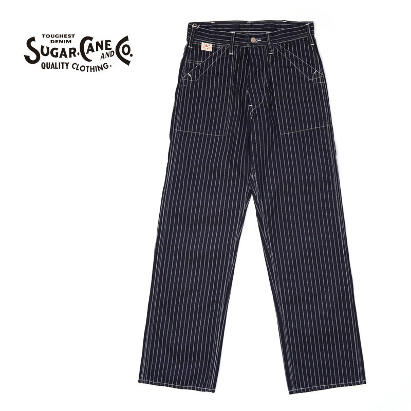 SUGAR CANE ウォバッシュストライプエンジニアパンツ W34 濃紺 SUGAR CANE シュガーケーン 9ozウォバッシュストライプ